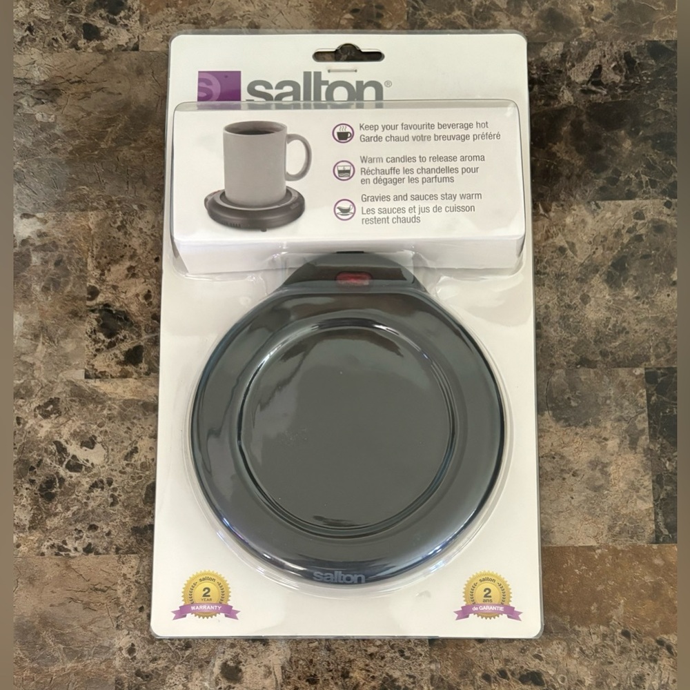 Salton Mug Warmer Black Coffee-Tea-Candle Hot Plate LED Light Home Gadget New